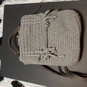 The Sak Helena GRAY Crochet‎ Backpack Bag Purse Boho
